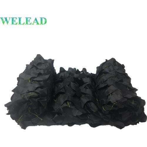 WELEAD Black 2.5M Wide Military Camouflage Nets Reinforced Army Camo Netting Hide Network Garden Shade Concealment Mesh Decorate