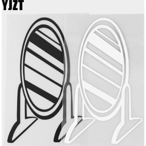 YJZT 8.6×14.2CM Funny Stereo Mirror Cartoon Car Sticker Personalized Vinyl Decal Black / Silver 20D-0238