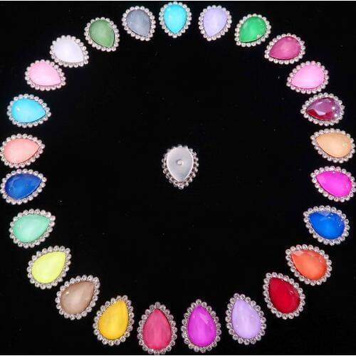 Jelly candy glass crystal with rhinestones in Silver claw setting 10x14mm 13*18mm water drop Sew on rhinestone applique diy trim