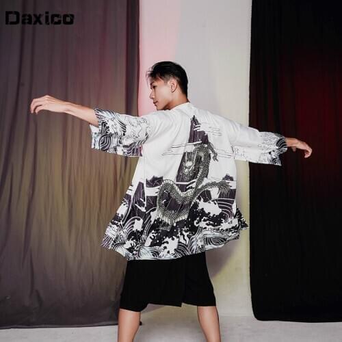 Women Harajuku Cardigan Japanese Kimono Summer Carp Print Loose Shirt Tops Couple Yukata Kimonos Casual Lady Man Kimonos Coat