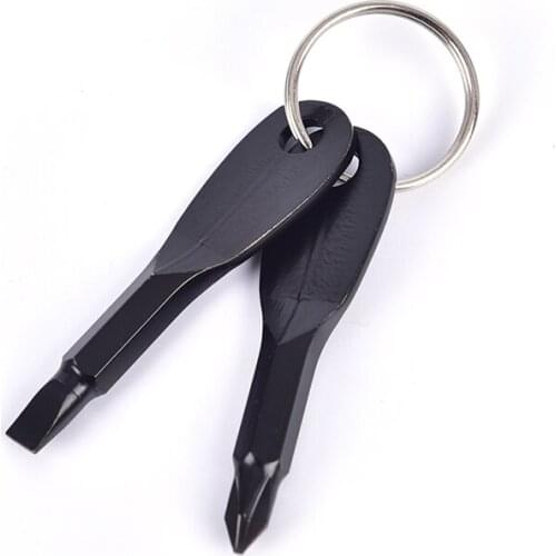 1 Set Mini Stainless Steel EDC Multifunction Screwdriver Key Shape Slotted Screwdrivers Keychain Pocket Repair Tools