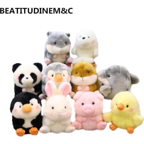 1PC 20cm Cute Round Shape Cartoon Simulation Animal Hamster Panda Penguin Rabbit Pig Plush Toy, Simulation Toy Doll, Kids Toy