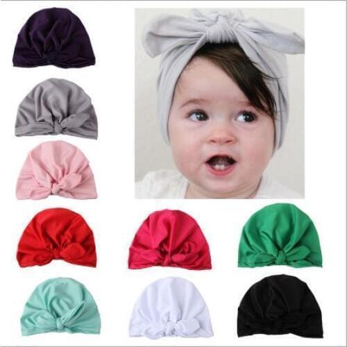 1pcs Chosen Girls Boys Soft Turban Knot Cap Beanie Hat Rabbit Ears Knot Muslim Hat Bohemian Hat