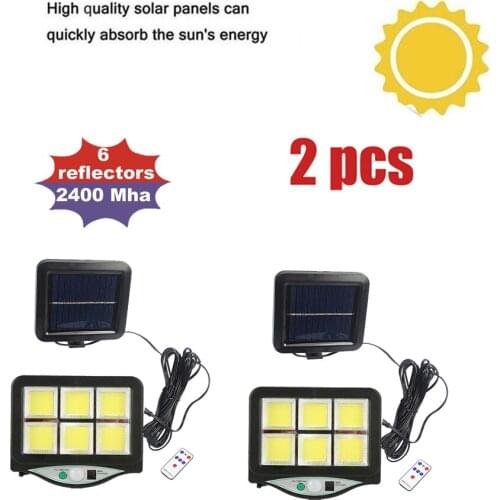 2pcs seperable Cob 120 LED Solar Light Outdoors Solar Garden Light PIR Motion Sensor Split solar wall light Spotlights Security