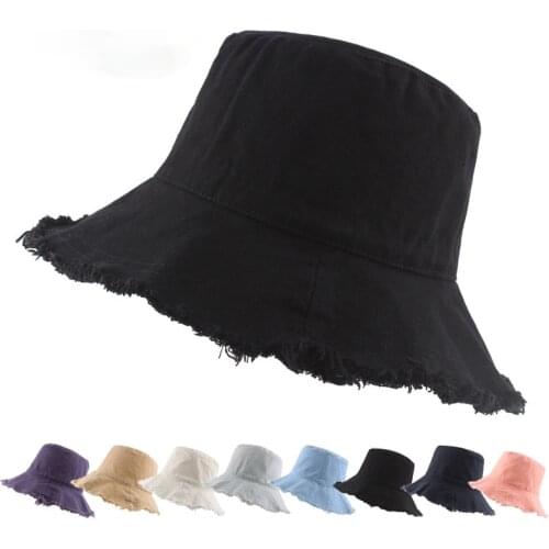 2021 Bob Solid Denim Retro Bucket Hat Fisherman Hat Outdoor Travel Hat Sun Cap Hats for Girl and Women 10 Colors Panama