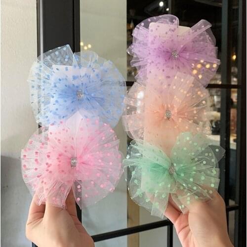 2021 New Korea Style Cute Girl Yarn Bow Sweet Simple Hair Clips Hairpin for Childrens Fashion Hair Accessories