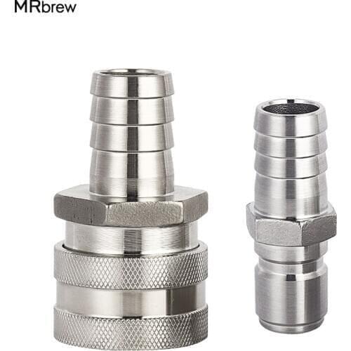 3/4'' NPT Beer Quick Disconnect Set, Barb 304 Stainless Steel Quick Connector Kit Moonshine Fitting Connectors HomeBrewing