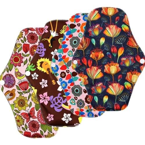 4PC Bamboo Charcoal Sanitary Pads Regular Flow pads Reusable Health Higiene Feminina Menstrual Cloth Maternity Pads