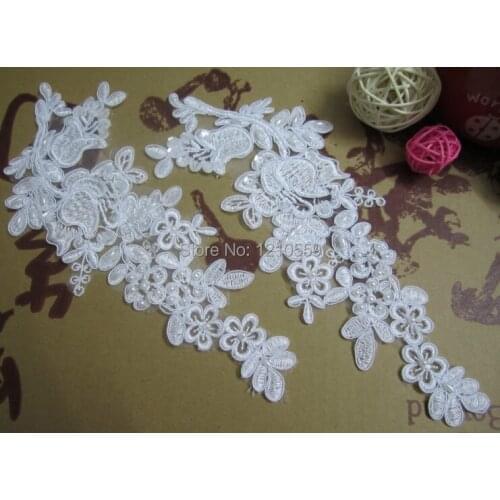 Beautiful 5 Pairs Embroidery Applique Patch Wedding Diy Beading Lace Decoration Fabric Hair Accessory