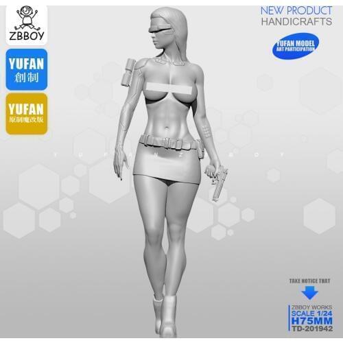 75MM 1/24 Resin Kits Mechanical female killer resin soldier TD-201942