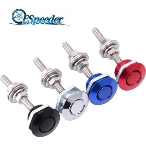 ESPEEDER 25mm Aluminum Push Button Billet Hood Pins Car Quick Latch Engine Bonnets Lock Car Quick Latch Bonnet Lock Clip Kit