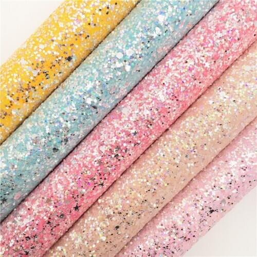 Amonglitter Crystal Chunky Glitter Leather Fabric Sheets, Glitter Fabric for DIY Bows Bags and Shoes 21x29cm A4 size MB004A