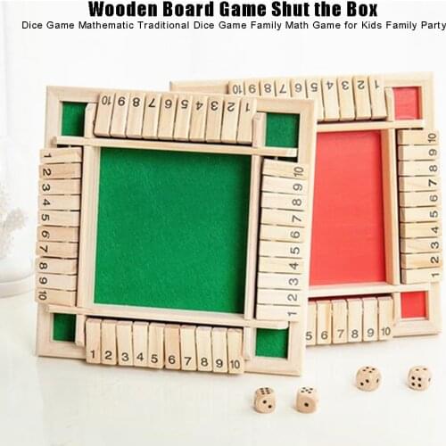 Children Traditional Four Sided Wooden 10 Number Pub Bar Board Dice Game For Shut The Box Wooden Memory Game Educational Toys
