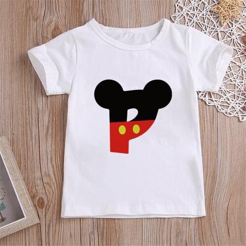 Disney Kids Tshirt Mickey Mouse Front Letter Print T Shirt Summer Graphic O-Neck Childrens Tee Tops Dropship Kid Tshirts