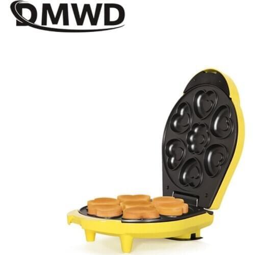 DMWD DIY Cake Maker Heart Shape Egg Cake Mold Dessert Bread Machine Breakfast Pancake Electric Maker Bakeware Non-stick 220V