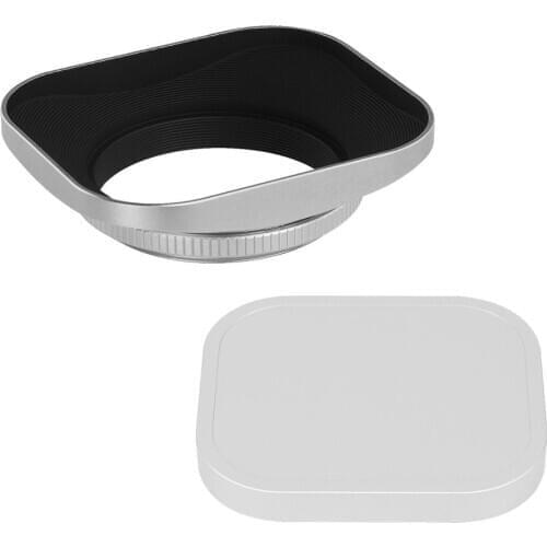 Haoge 46mm Square Metal Screw-in Lens Hood and Metal Cap are specially designed for all 46mm lens or filter thread Silver