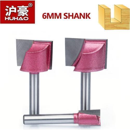 HUHAO 1pc Shank 6mm CNC Cleaning Bottom Router Bit Woodworking Tools Bits For Wood Double Flute Carbide Tipped Endmill
