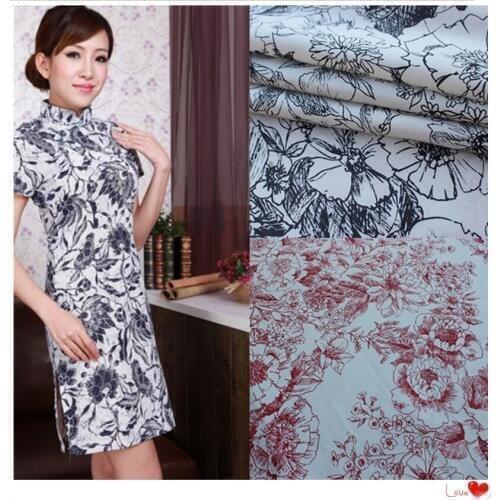 Real Silk Double Palace Fabric Cloth Hundred Percent Mulberry Silk Rose Pastoral Style/0.5m