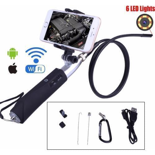 Wifi Endoscope Camera 8mm for iphone Android Borescope Waterproof Tube Inspection Endoscope camera with Mobile phone holder