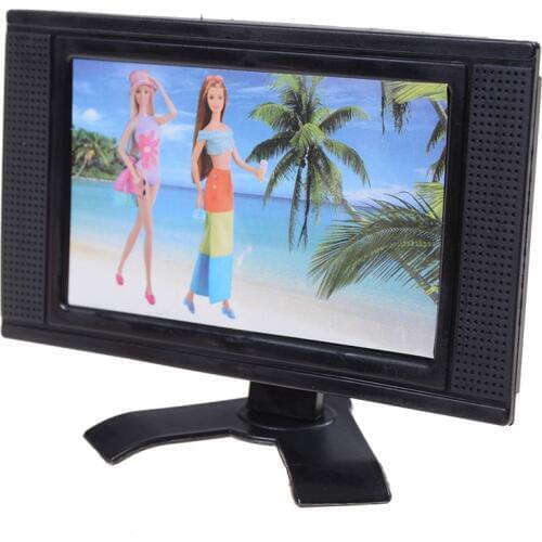 Dolls TV Toy for Doll Mini Cute House Furniture TV Baby Toys Accessories Flat Screen Detachable LCD TV for 8*10cm