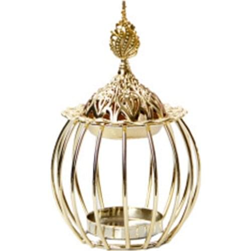 Incense Burner Iron Art Incense Holder Tower Candlestick Golden Metal Porcelain Censer Aroma Burner Decoration