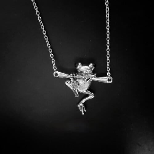 Frog Necklace Vintage Silver Color Men Womens Frog Pendant Necklace Gothic Style Punk Chain Necklace Hip Hop Jewelry Party Gift