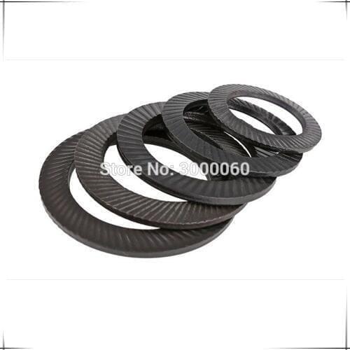 M16 M18 M20 M22 M24 M30 Black Carbon Steel Double Ridges Anti-skid Gasket Lock Washers With Doule Faced Printing
