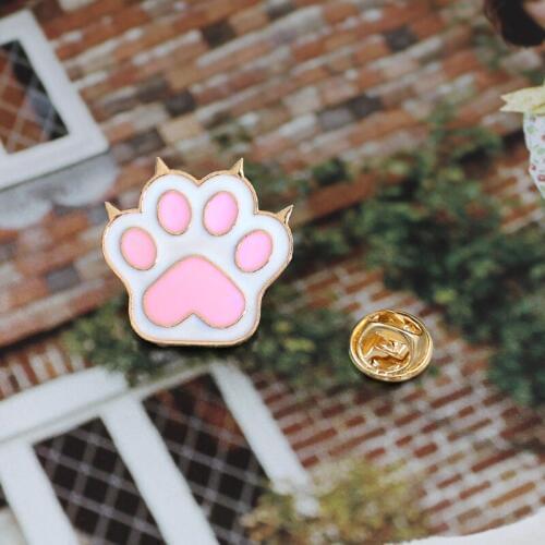 Cute pink animal cat paw dog paw brooch shirt backpack enamel lapel brooch alloy badge couple fashion child gift jewelry