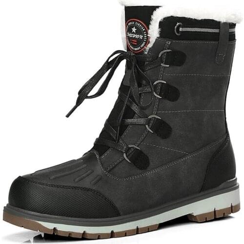 New Quality Waterproof Snow Boots Super Warm Plush Mens Boots Winter Fur Ankle Boots Comfortable Motorcycle Boots Size 39-47