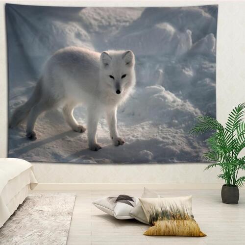 Custom Arctic fox printed Background cloth wall covering room bedside cloth modern large painting Nordic fabric tapestry
