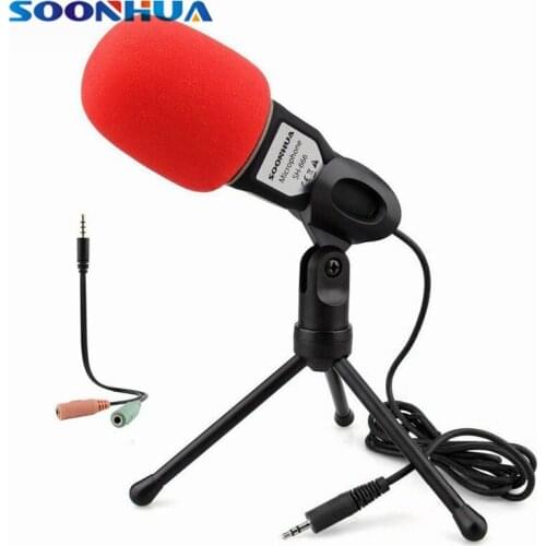 SOONHUA Hot Fashion 3.5mm Desktop Mic Professional Studio Microphone Broadcasting Condenser Microphone With Mini Tripod For PC
