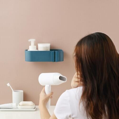 New Wall-mounted Hair Dryer Holder Bathroom Stand Hole-Free Shelf Adhesive Storage Hairdryer Holder Rack Organizer For Hairdryer