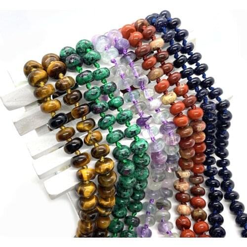 5x8 Mm Abacus Beads Natural Stone Semi-precious Stones Ladies Necklace Tiger Eye Opal Necklace about 18 Inches Beads for Jewelry