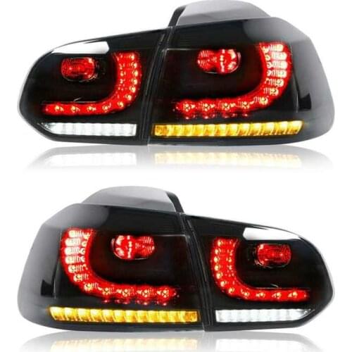 VLAND R-Look Full LED Dynamic Tail Lights Smoked Lens For Volkswagen Golf Mk6 GTD R R20 2009-2013
