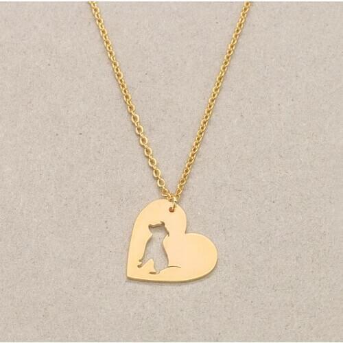 Hollow Dog Heart Necklaces For Women Men Gold Silver Color Stainless Steel Long Chain Female Pendant Necklace Fashion Jewelry
