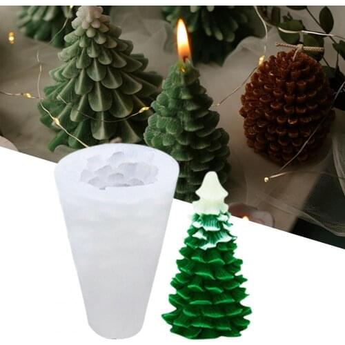 Durable Cake Mold Easy Demould Silicone Christmas Tree Shape Mousse Candle Soap Mould for Daily Use DIY Candle Making Supplies