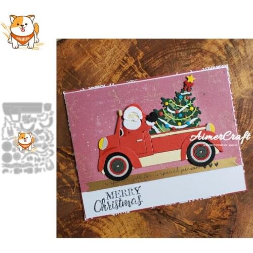 Christmas Santa Claus Kid Car Metal Cutting Dies Scrapbooking Stencil DIY Embossing Craft Die Cuts Card Making New Dies For 2021