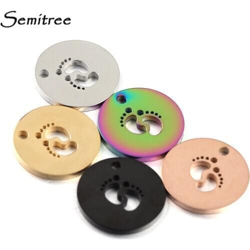 Semitree 5pcs Stainless Steel Baby Footprint Charms Rose Gold Necklace Pendant DIY Jewelry Making Handmade Findings Accessories