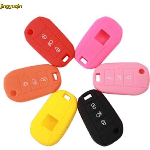 Jingyuqin 15pcs/lots Remote Car Key Silicone Case Cover For Peugeot 3008 208 308 508 408 2008 Rubber Protection Holder 3 Buttons