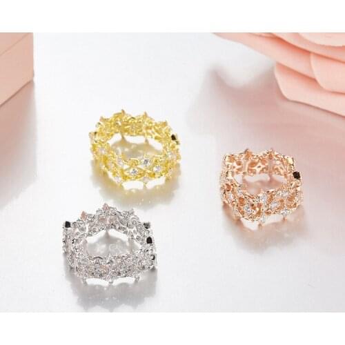 SOELLE 925 Sterling Silver Starry Finger Ring Inlaid Cubic Zircon Star Soft Phalanx Rings for Women Girls Fashion Brand Jewelry