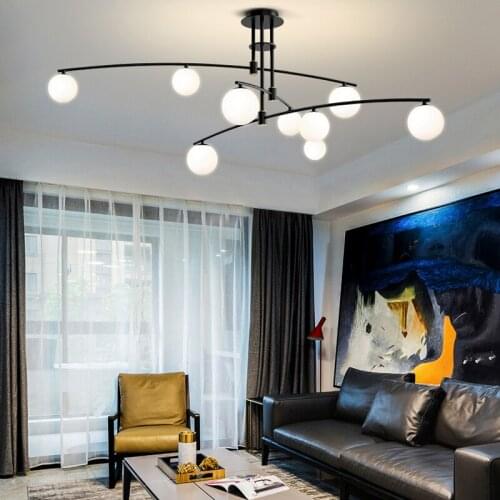 Modern Led Glass Ball Art Ceiling Chandelier Nordic Magic Bean Home Living Room Bedroom Decor Pendant Lamp Hanging Light Fixture