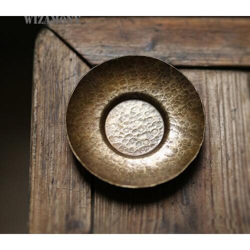 WIZAMONY Handmade tea mats Rattan coasters saucer heat insulation pad placemats Copper Kung Fu Tea Tray Teacup teapot tea set