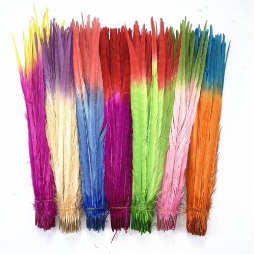 100Pcs/lot Two Colors Ringneck Pheasant Tail Feathers for Crafts 40-45cm/16-18" Pheasant Feathers decoration Plumas Carnaval DIY