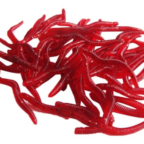 100pcs/lot Soft Lure Fishing Simulation Earthworm red Worms Artificial Fishing Lure Tackle Lifelike Fishy Smell Lures pesca
