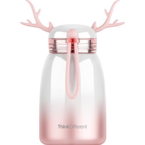 304 Stainless Steel Thermos Water Cups Coffee Mug Elk Antler Deer Vacuum Flask Thermo Water Bottle Lovely Tea Cute For Christmas