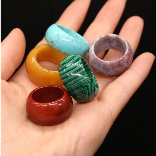 2pcs Natural Stone Rings Charm Malachite Jewelry Trendy Gift for Women Party Jewelry Gift Rings 12mm Inner Diameter 18/20mm