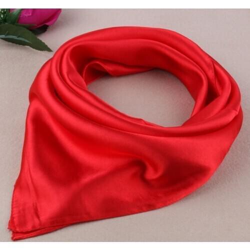 60cm Solid Color Satin Square Scarf Ladies Autumn Spring Professional Dress Accessories Fashion Soft Comfortable Silk Scarves