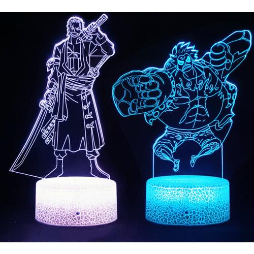 7 Colors One Piece LED Night Light Toys Anime Cartoons Luffy Colorful 3d Figures Model Table Lamp Toys for Children Xmas Gift