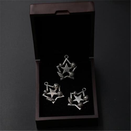 8pcs Antique Silve four Ball Sports glamour Necklace Bracelet DIY Fashion Jewelry Double Five Stars Charm Alloy Pendants A84
