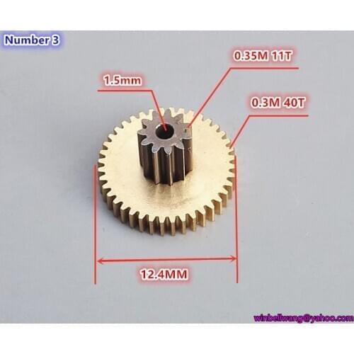 Brand new 0.35M 11T + 0.3M 40T OD 4.55mm 12.6mm duplex gear 0.3M 0.35M copper gear